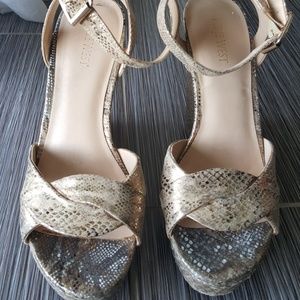 Nine West gold snake skin look wedges